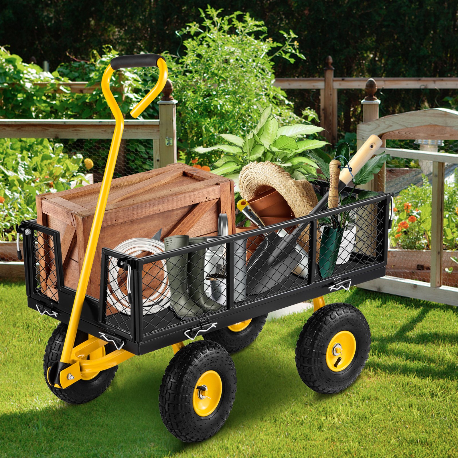 VEVOR Heavy Duty Steel Garden Cart Review: The Ultimate Guide to Lawn Utility Carts