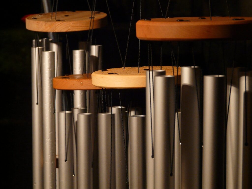 wind chimes, volume, music, sound, metal cylinder, tubular bells, decoration, wind, wind chimes, wind chimes, wind chimes, wind chimes, wind chimes