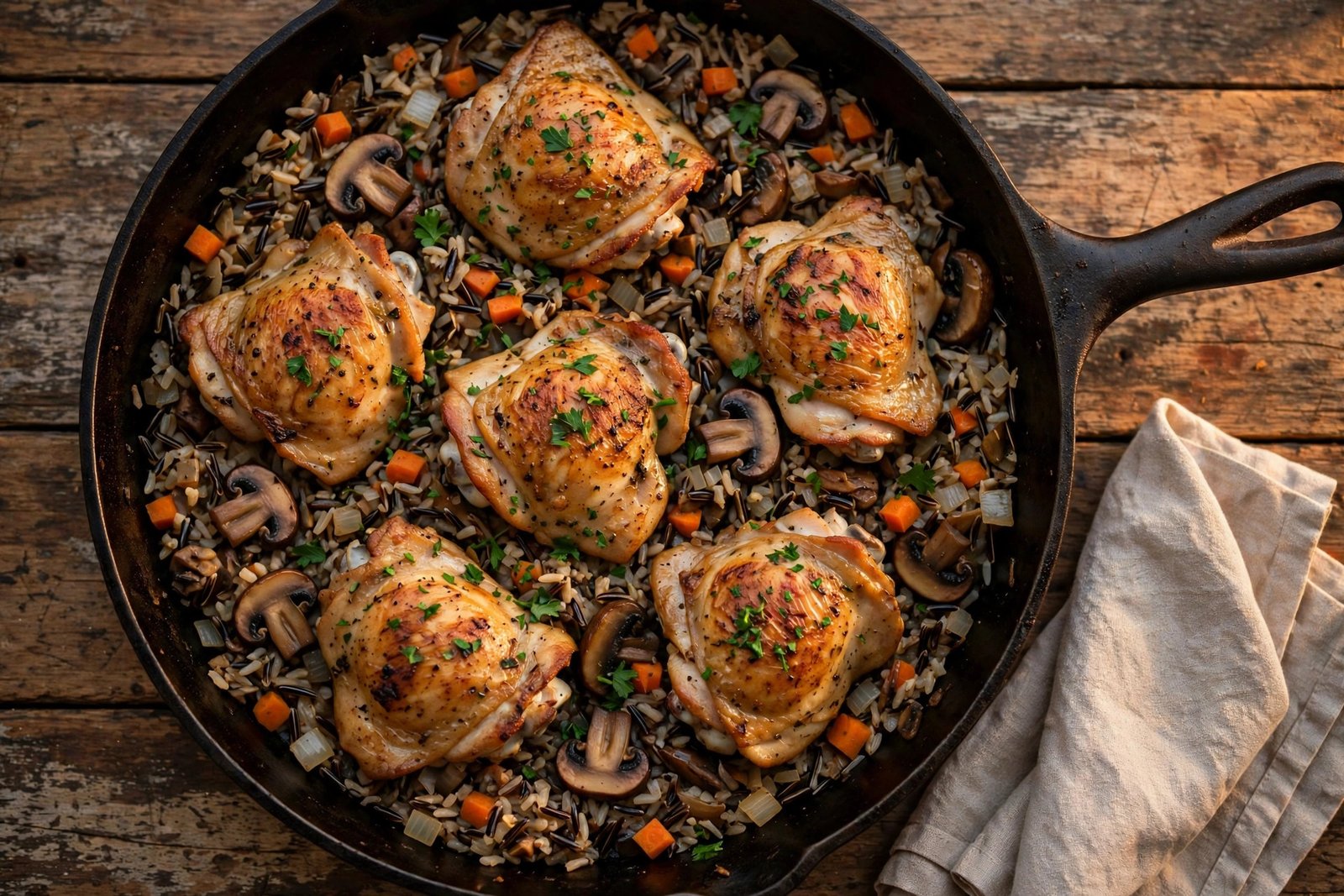 One-Pan Chicken and Wild Rice Skillet